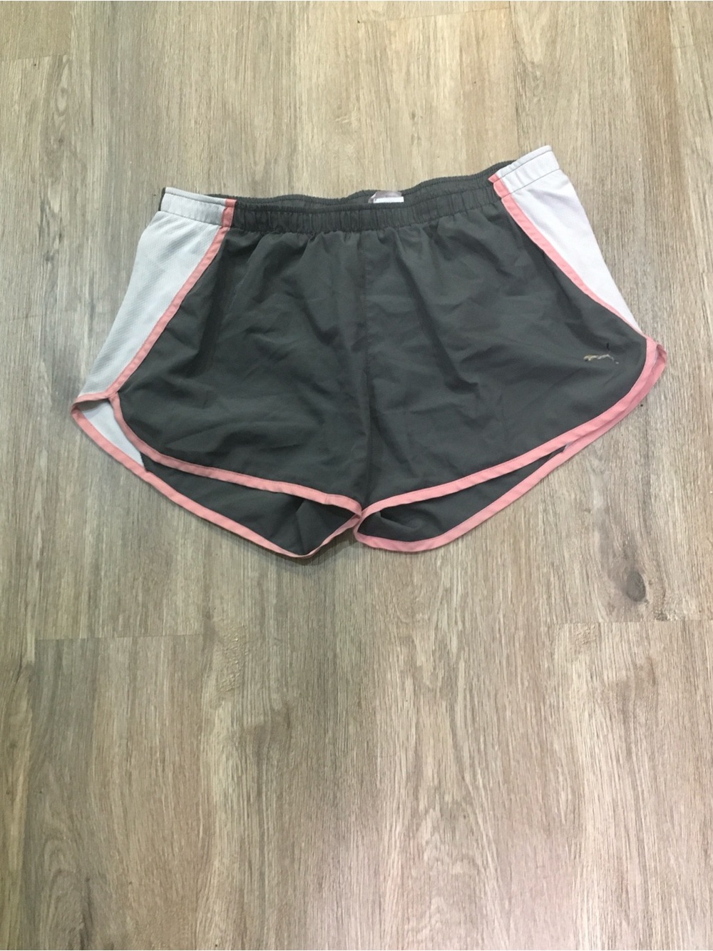 Puma Black Athletic Shorts with Pink Trim and White Panels